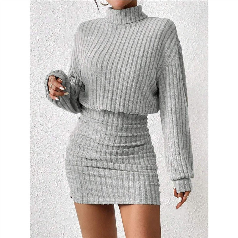 Damen Strickkleid mit Rollkragen und angeschnittenen Ärmeln Drune