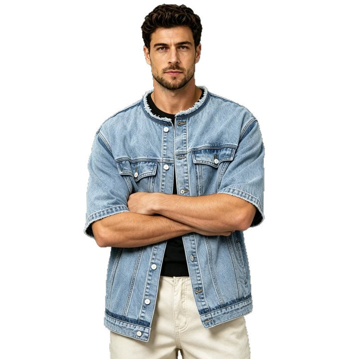 Herren Modische Denimjacke mit Kurzarm