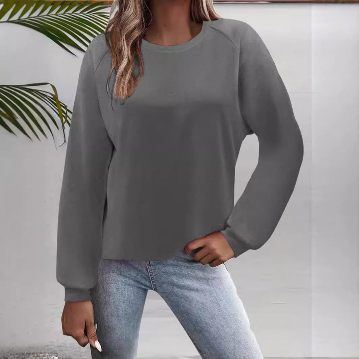Damen Freizeit Rundhalsausschnitt Sweatshirt mit Raglanärmeln und elastischen Bündchen Drune