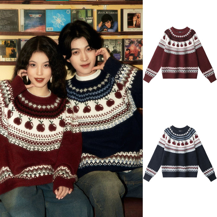 Damen Gemusterter Strickpullover Drune