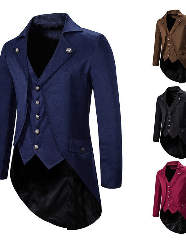 Herren eleganter Anzugmantel mit asymmetrischem Schnitt und feinen Details Drune