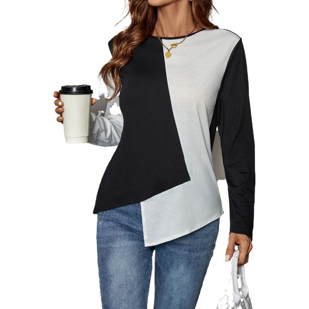Damen stylisches Langarmshirt mit modischem Farbblocking Drune