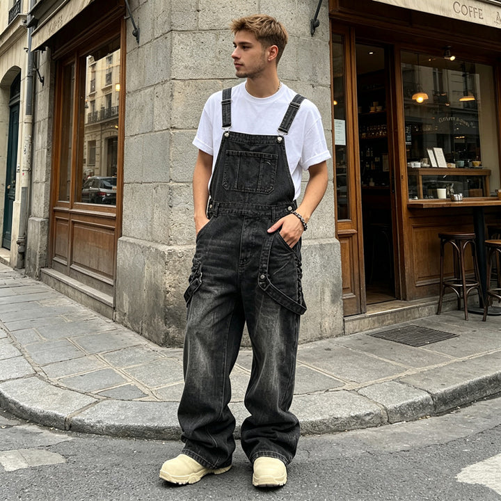 Herren Lässige Denim-Latzhose Drune