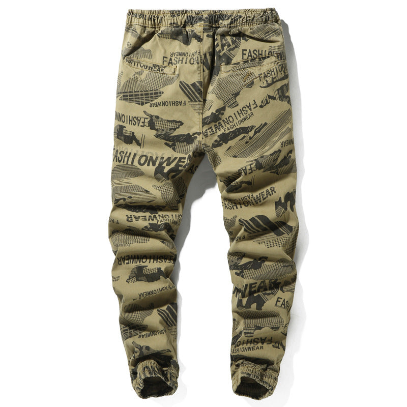 Herren Camouflage-Joggerhose mit Tunnelzug, elastischen Bündchen und Statement-Prints Drune