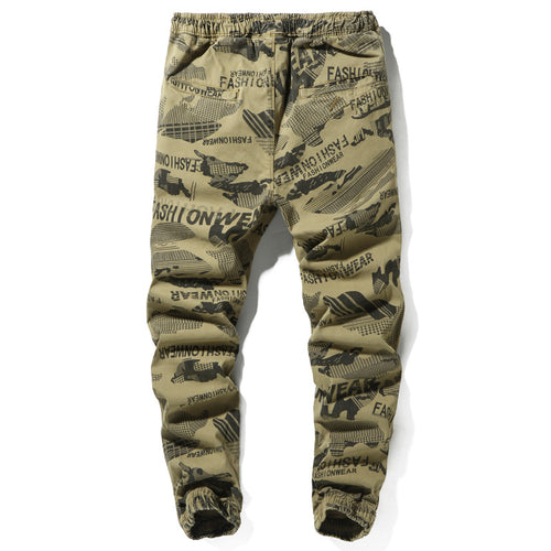 Herren Camouflage-Joggerhose mit Tunnelzug, elastischen Bündchen und Statement-Prints Drune
