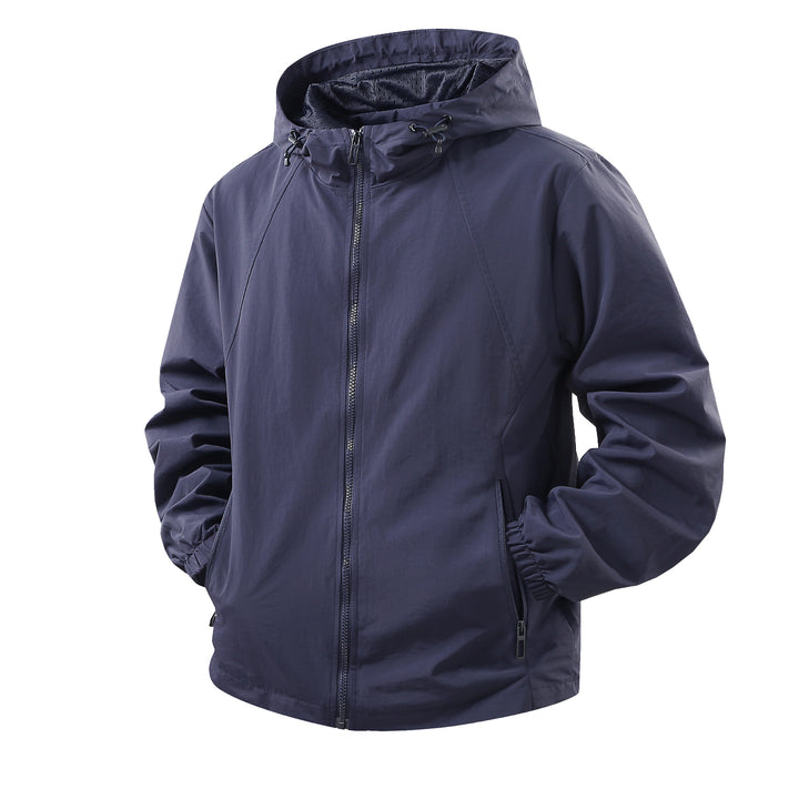 Herren Leichte atmungsaktive Kapuzen-Windjacke mit Mesh-Innenfutter und Reißverschlusstaschen Drune