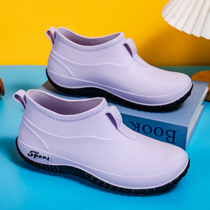 Damen Kurzschaftige wasserdichte Slip‑On Gummistiefelette mit Neoprenkragen und profiliertem Anti‑Rutsch‑Laufsohlen‑Design Drune