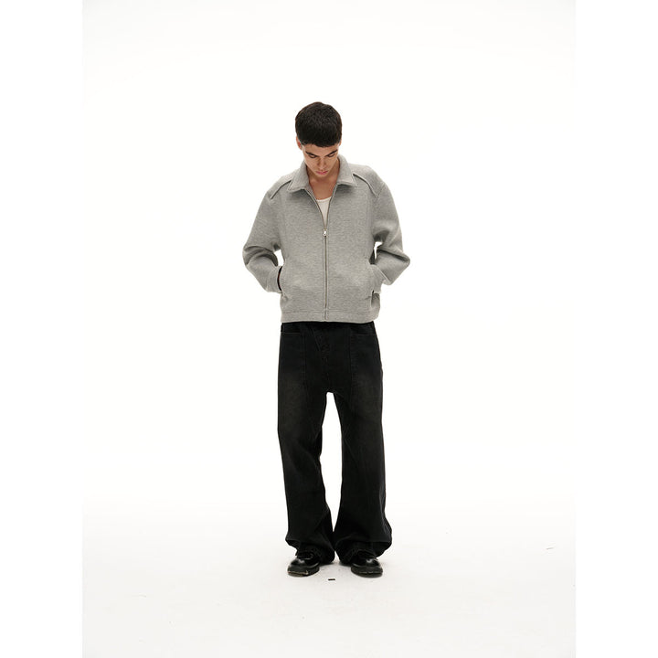 Damen Leichte Boxy‑Sweatjacke mit Hemdkragen, durchgehendem Reißverschluss und verdeckten Seitentaschen Drune