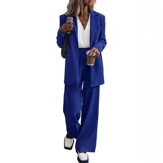 Damen Oversize-Hosenanzug mit Longblazer und weiter Bundfaltenhose Drune