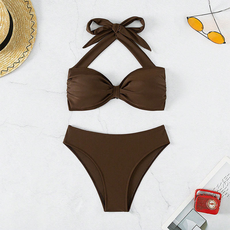 Damen Bikini-Set mit elegantem Knoten-Design und hoch geschnittenem Slip Drune