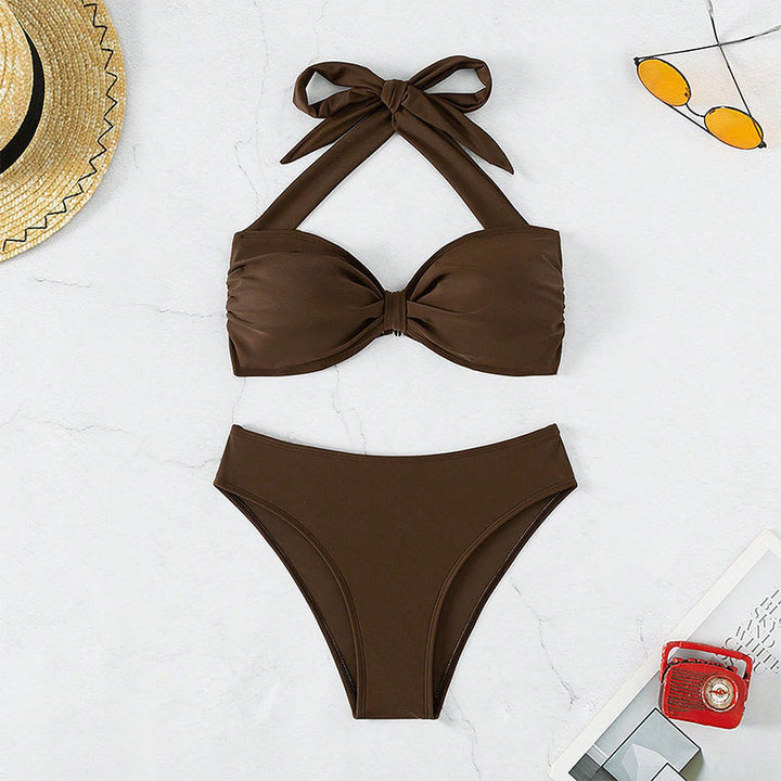 Damen Bikini-Set mit elegantem Knoten-Design und hoch geschnittenem Slip Drune