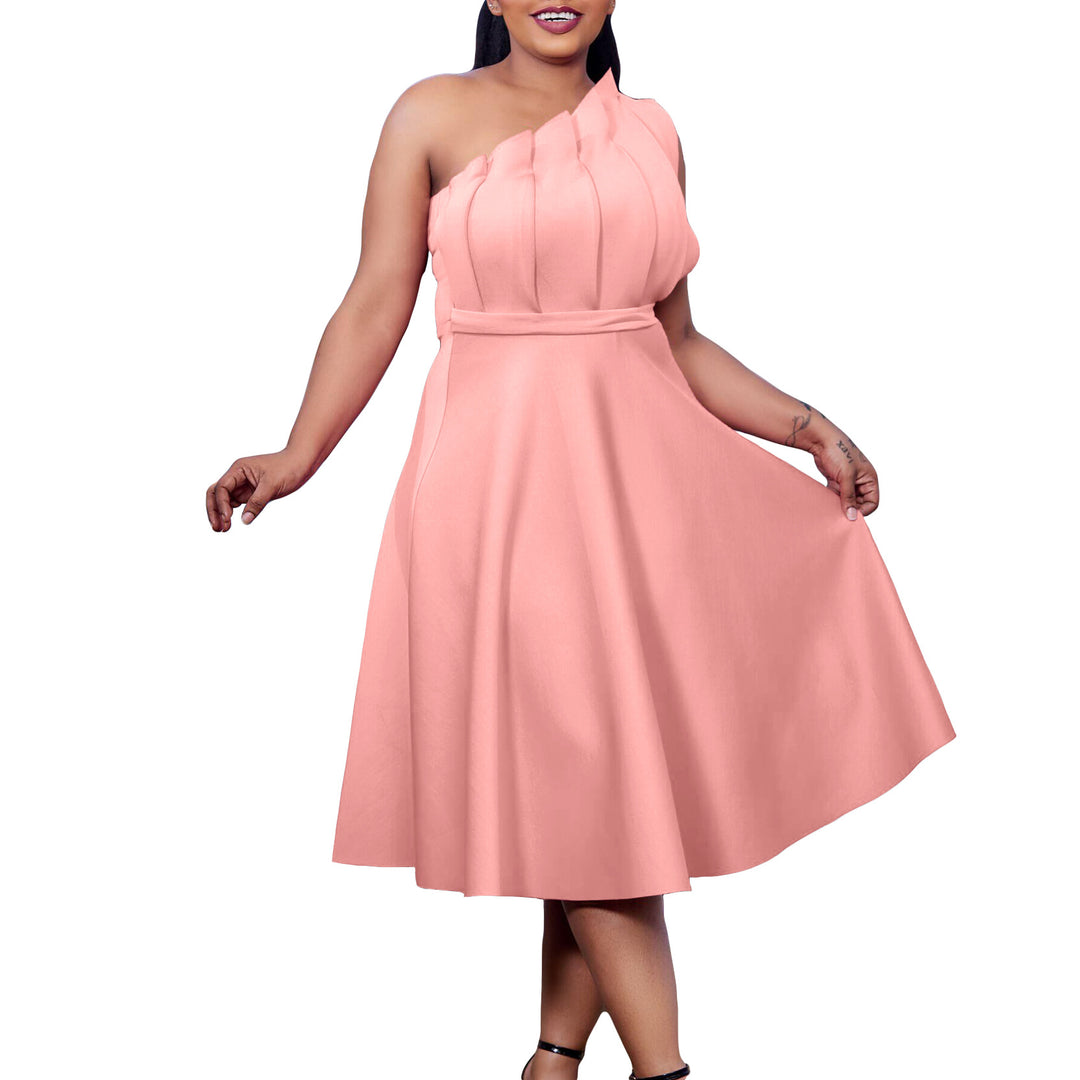 Damen A-Linien Kleid mit asymmetrischen Falten und eleganter Taillierung Drune