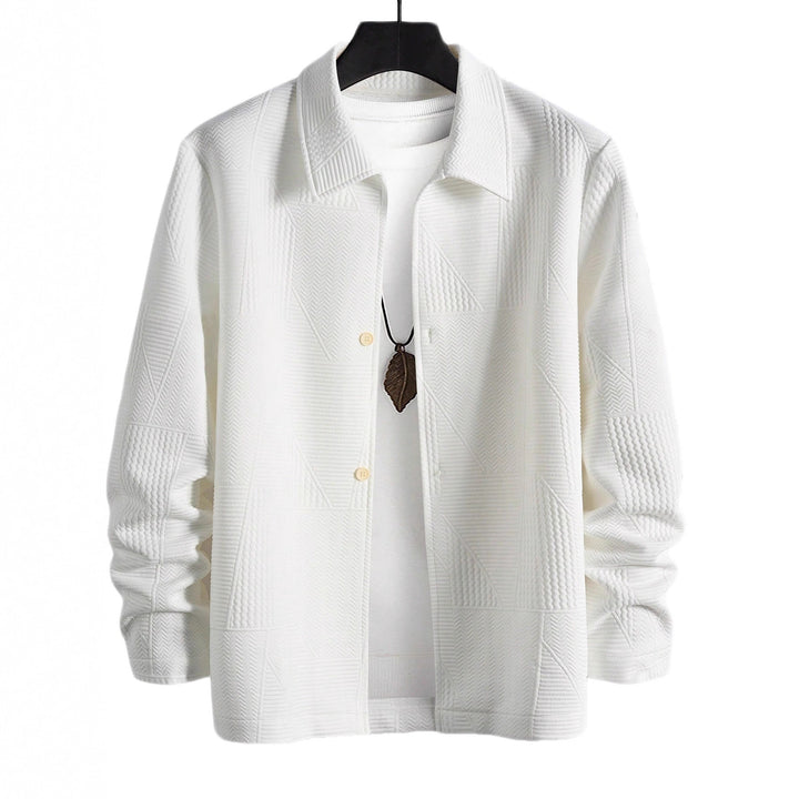 Herren nan strukturierte Shirtjacke im Patchwork-Relief mit Hemdkragen Drune
