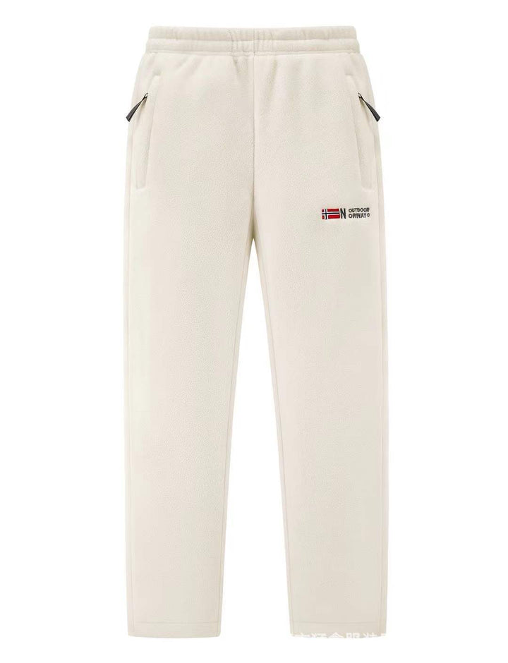 Damen Bequeme Thermo-Fleece-Jogginghose mit Gummibund und Reißverschlusstaschen Drune