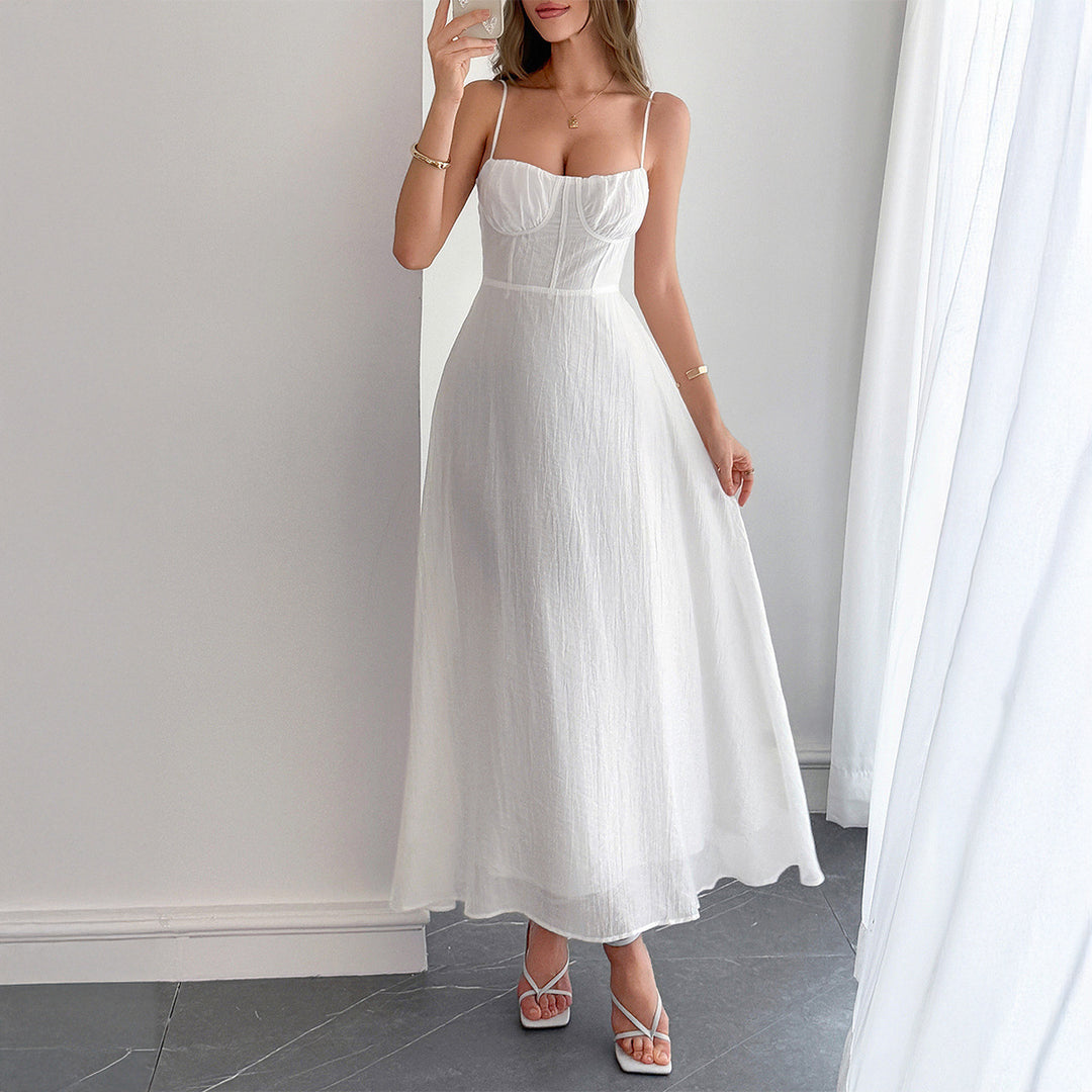 Damen Sommerliches Maxikleid mit verstellbaren Trägern und taillierter Passform Drune