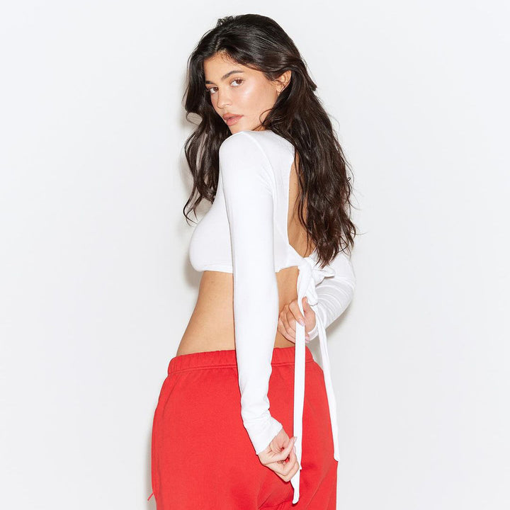 Damen Langarm Cropped Top Drune