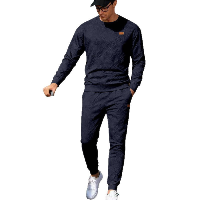 Herren Feinstrukturiertes Lounge-Set mit Rundhals-Pullover & schmaler Jogginghose Drune