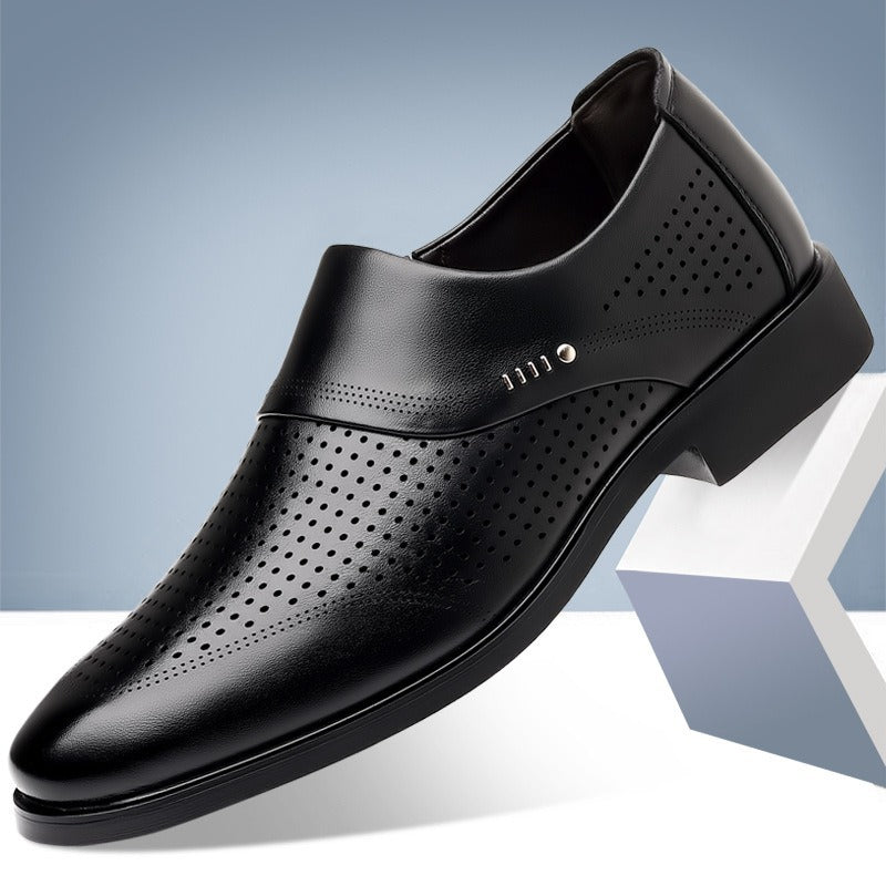 Herren Eleganter Slip-On Business-Halbschuh mit spitzer Zehenkappe und dezenter Perforation Drune