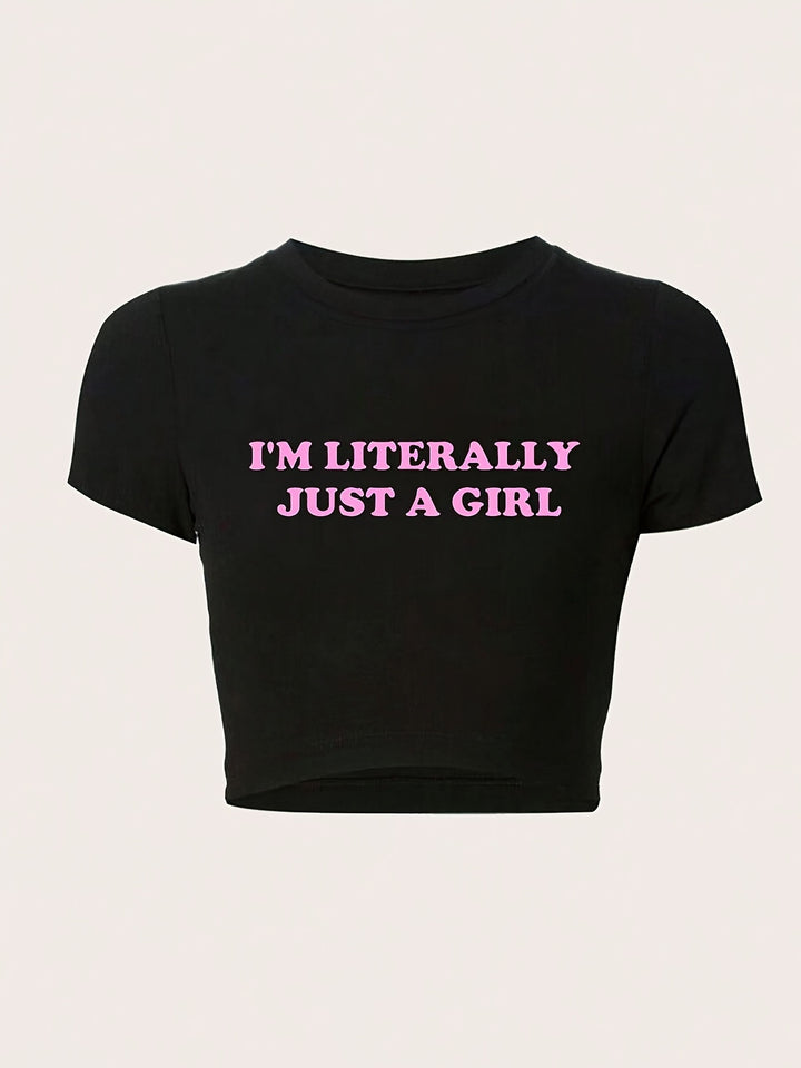 Damen Crop-T-Shirt mit fröhlichem Kirschmotiv Drune