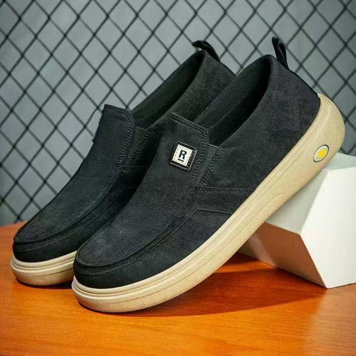 Herren Canvas-Slip-On Freizeit-Slipper mit ergonomischer Komfortplateau-Sohle Drune