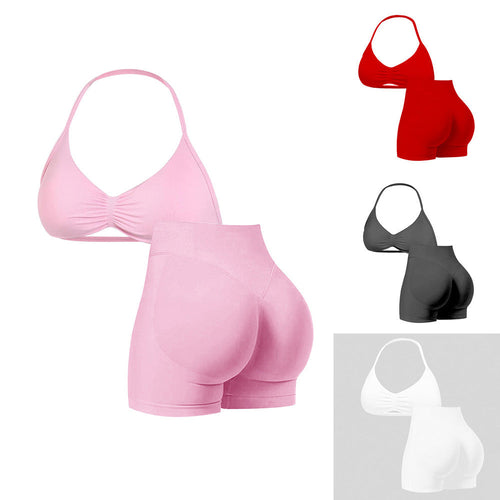 Damen Sport-Bikini-Oberteil mit hoch geschnittenen Shorts und nahtlosem Design Drune