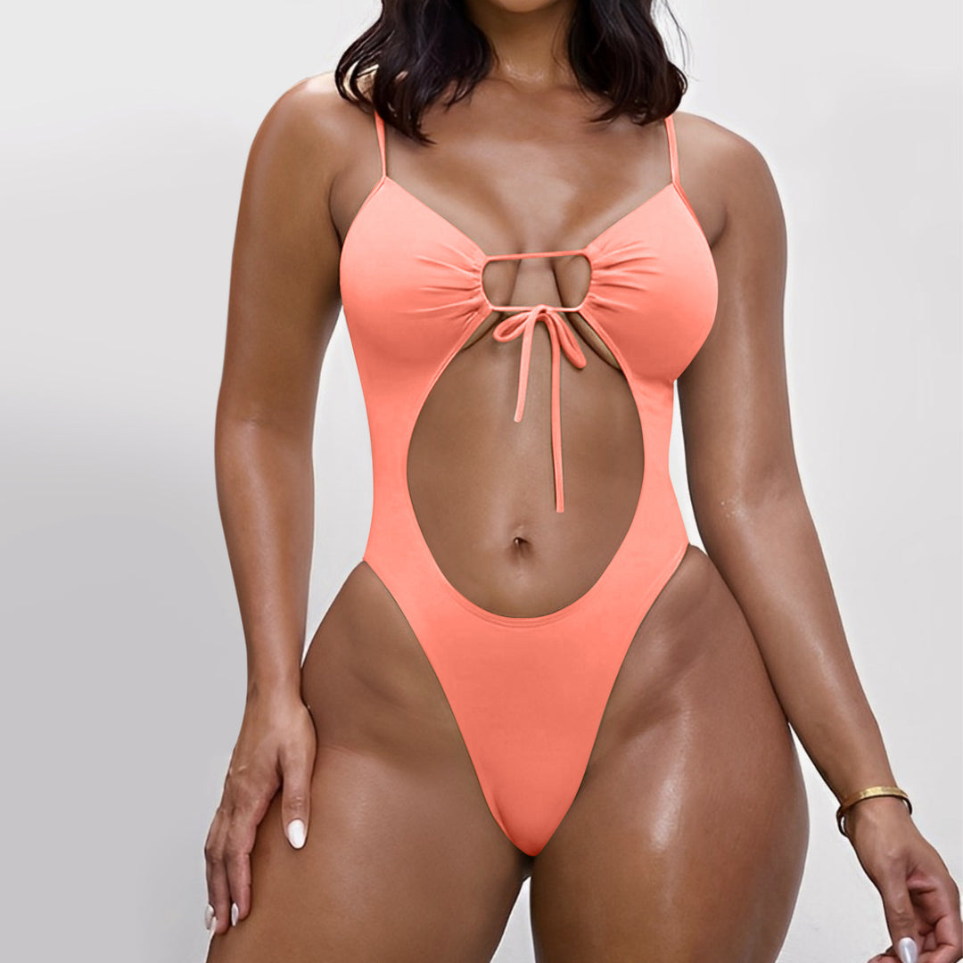 Damen Cut-Out Einteiler Badeanzug mit verstellbaren Trägern Drune