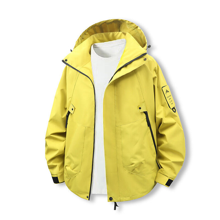 Herren funktionale und wasserabweisende Outdoor-Jacke mit verstellbarem Kapuzenkragen Drune