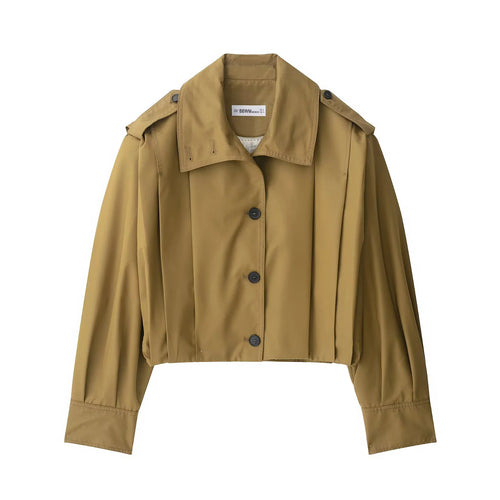 Damen nan kastiges Cropped-Trenchcape mit überschnittenen Schultern und dekorativen Epauletten Drune
