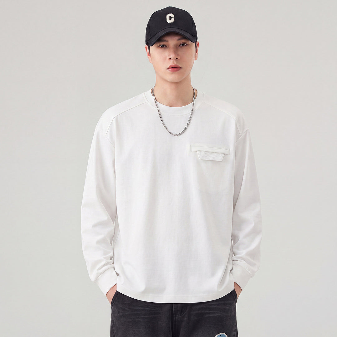 Herren Oversize Sweatshirt mit Brustklappe und Raglanärmeln Drune