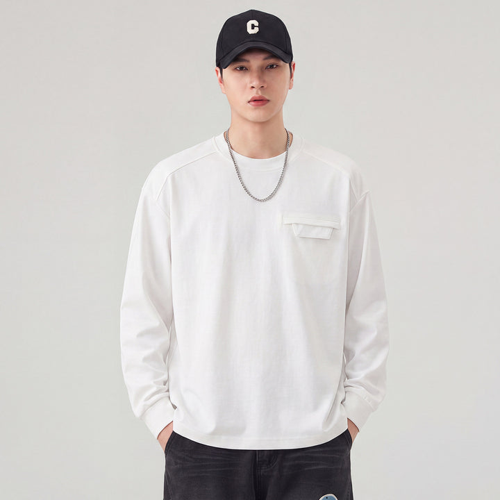 Herren Oversize Sweatshirt mit Brustklappe und Raglanärmeln Drune