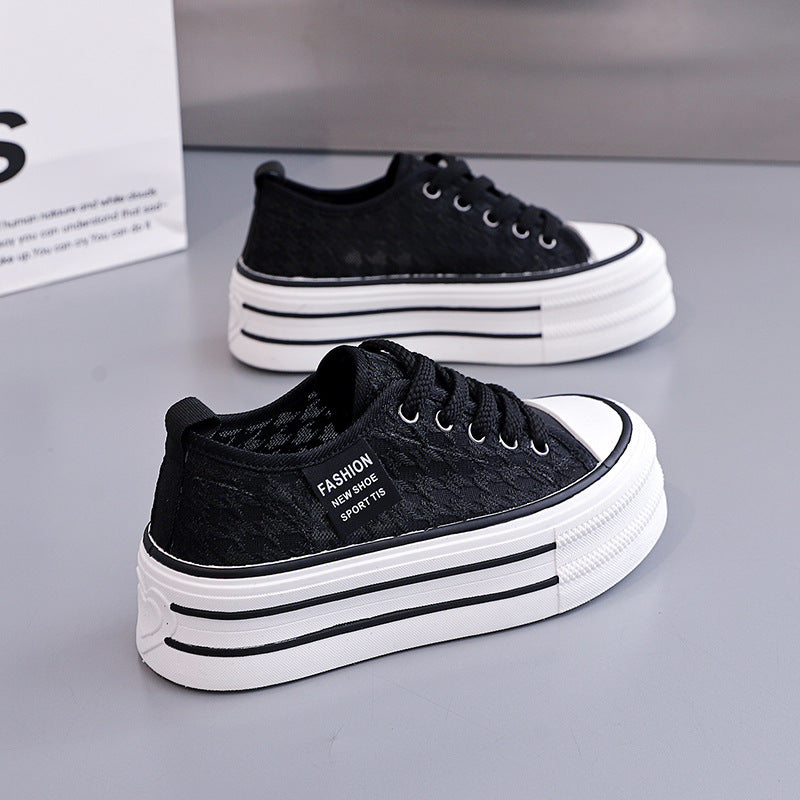 Damen Sneakers mit hohem Plateau und atmungsaktiver Oberseite Drune