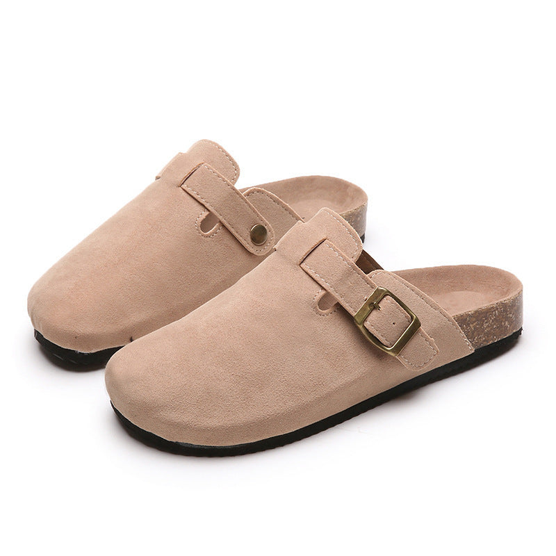 Damen Geschlossene Veloursleder-Mules mit verstellbarem Schnallenriemen und ergonomischer Komfortsohle Drune