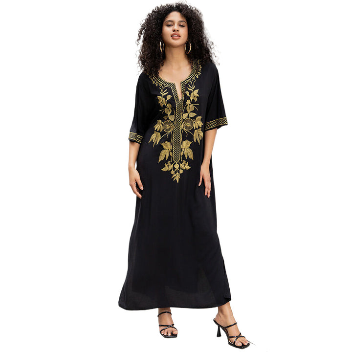 Damen Kaftan mit kunstvollem Goldstickerei Drune