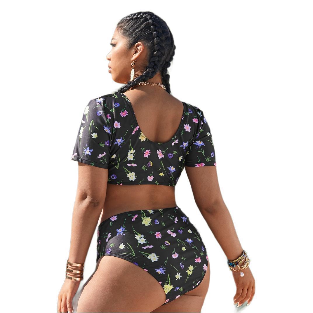 Damen Bikini-Set mit romantischen Rüschendetails und floralem Muster Drune