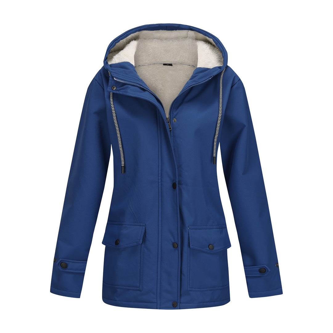 Damen nan wasserabweisender Parka mit Teddyfutter verstellbarer Kapuze und aufgesetzten Taschen Drune