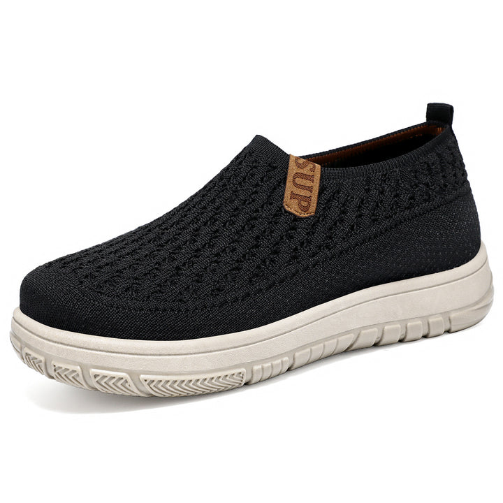 Damen nan gestrickter Slip-On Komfort-Sneaker mit elastischem Einstieg, atmungsaktivem 3D-Strick und gedämpfter EVA-Laufsohle Drune