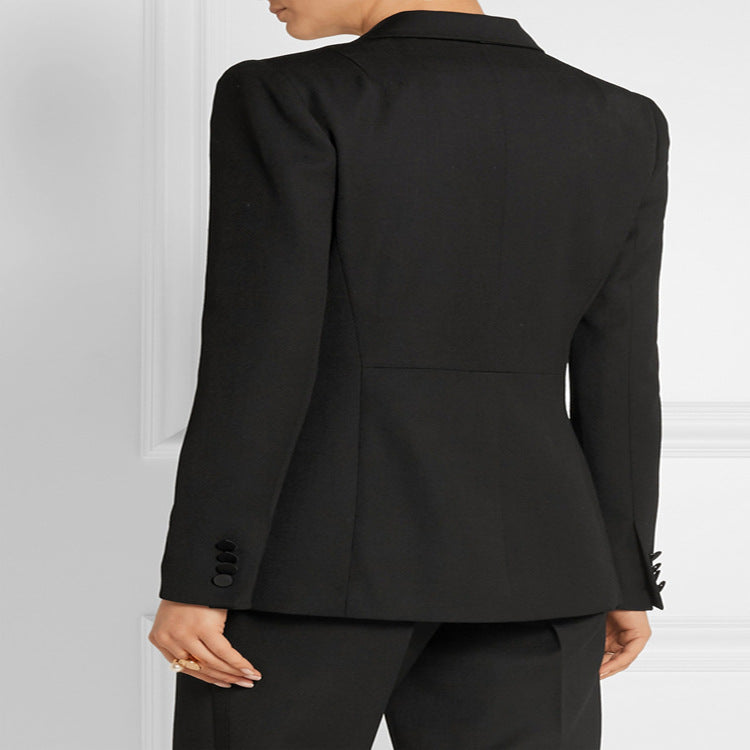 Damen Taillierter Ein-Knopf‑Blazer mit Satinbesatz und konturierter Nahtführung Drune