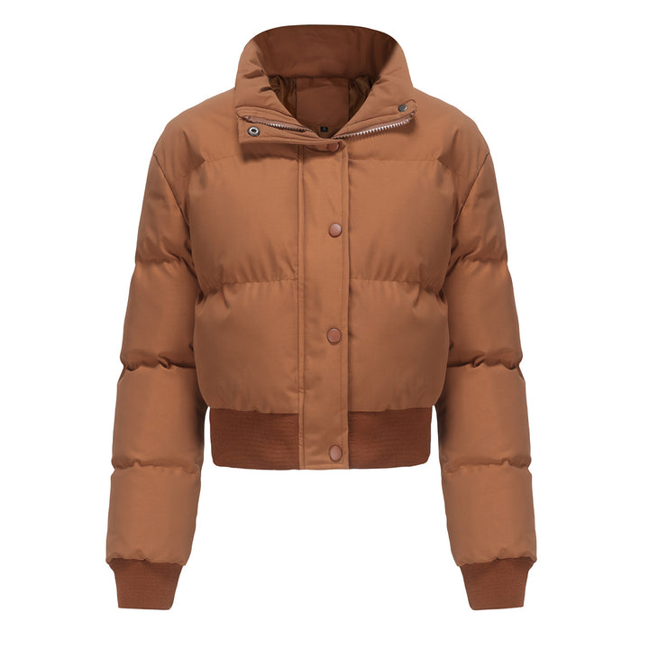 Damen nan kurze wattierte Steppjacke mit hohem Stehkragen und Rippbündchen Drune