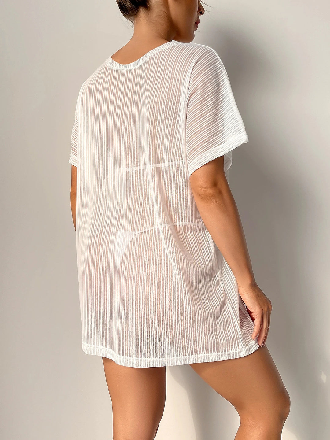 Damen Strandcover-Up aus transparentem Netzmaterial Drune