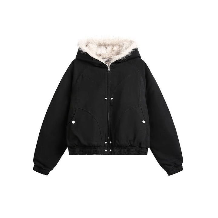 Drune | Parka Jacke Kapuze Kordel Fellgefütterte Jacke Winterjacke