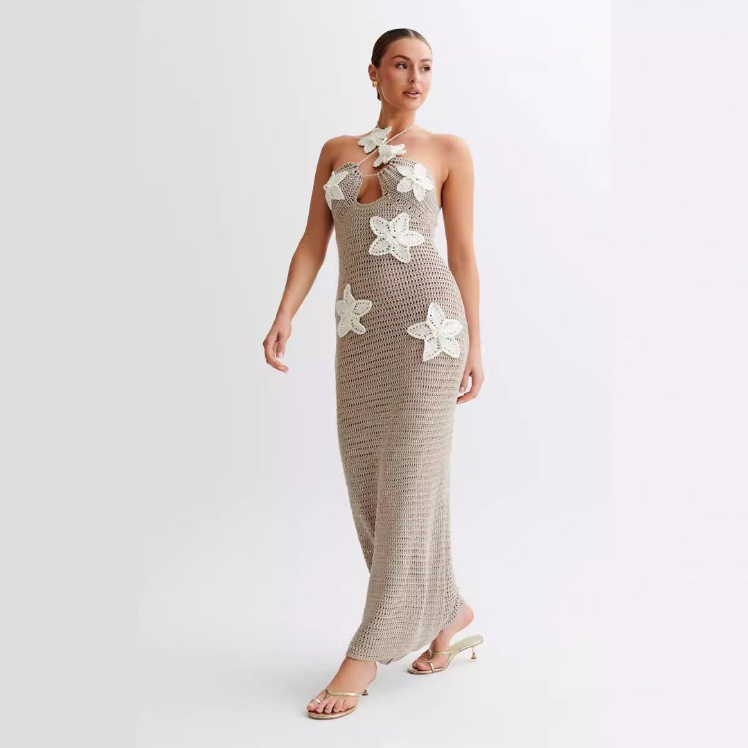 Damen Häkelkleid mit blühendem Design Drune