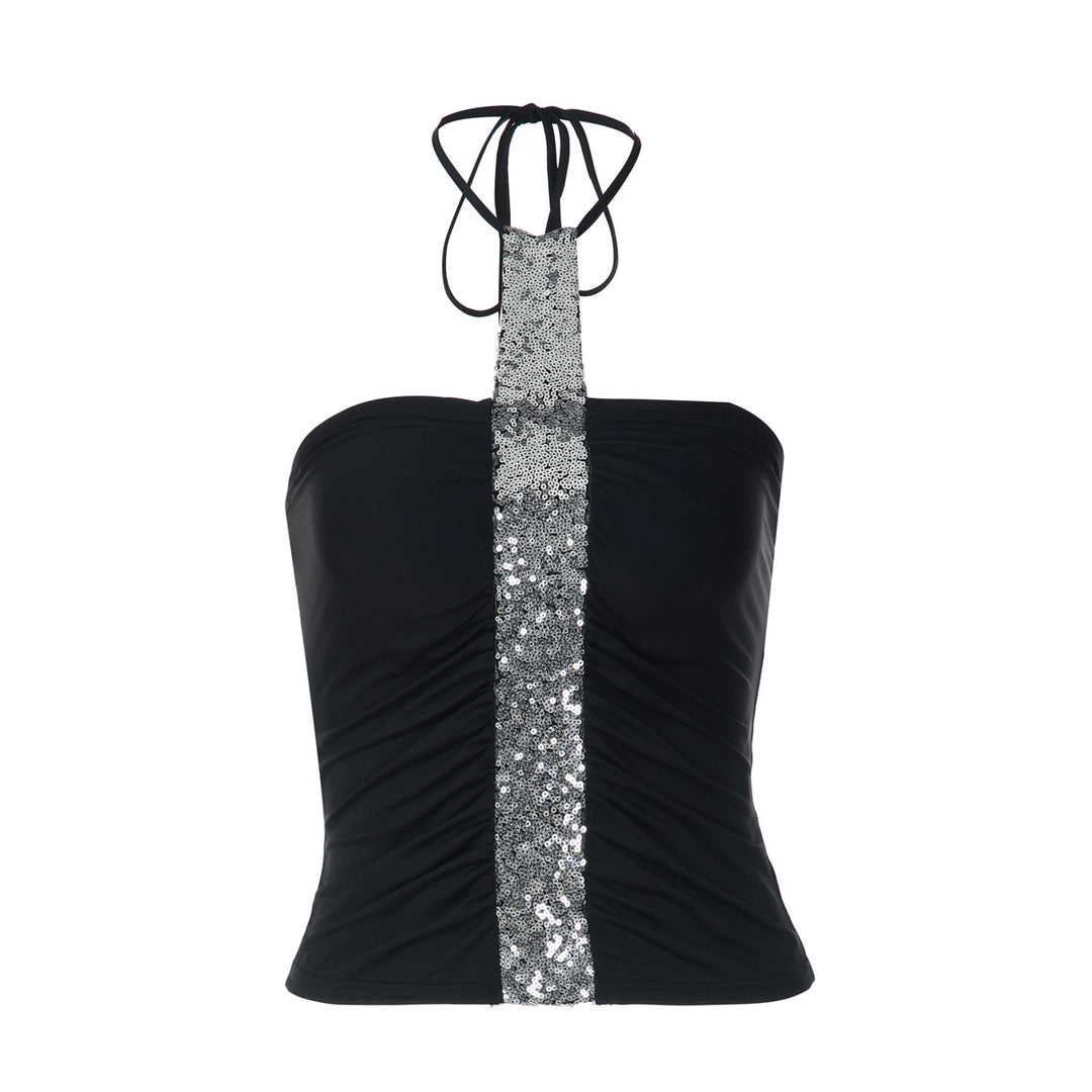 Damen Cropped Top mit Glitzerdetails und figurbetonter Passform Drune