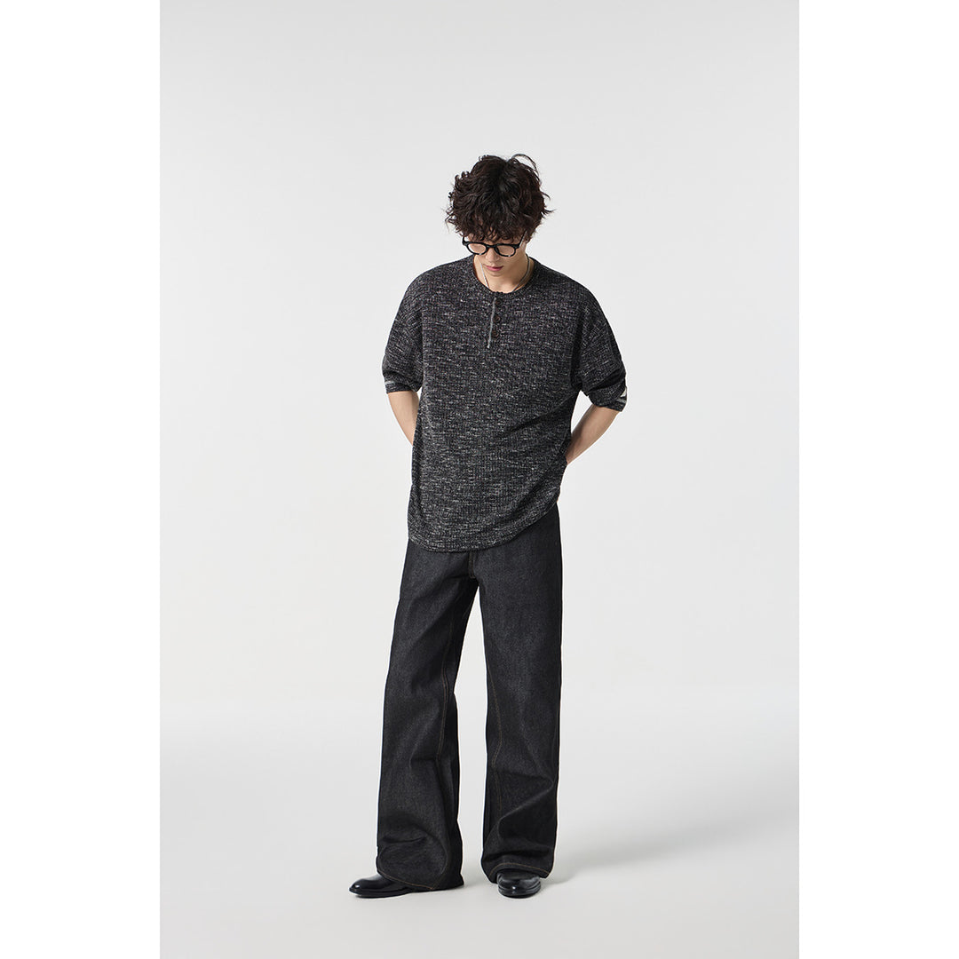 Unisex Thermo-Waffelstrick-Henleyshirt mit Knopfleiste und Rippstruktur Drune
