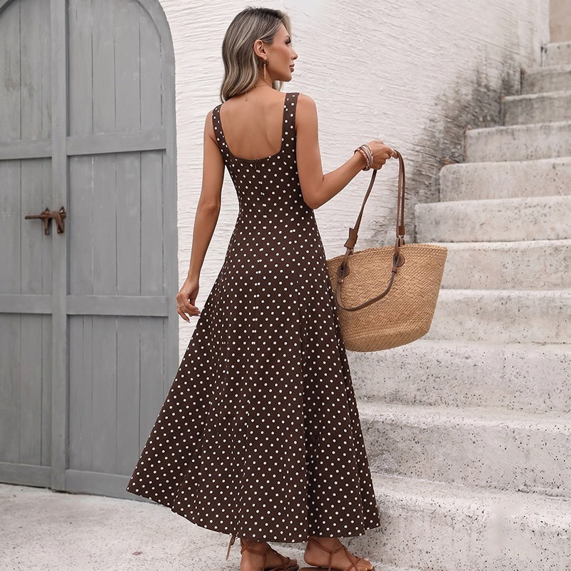 Damen Trendiges Maxikleid mit Punkten Drune