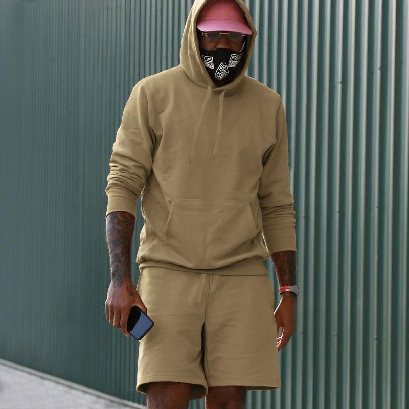 Drune Herren Hoodie-Shorts-Set mit Kängurutasche