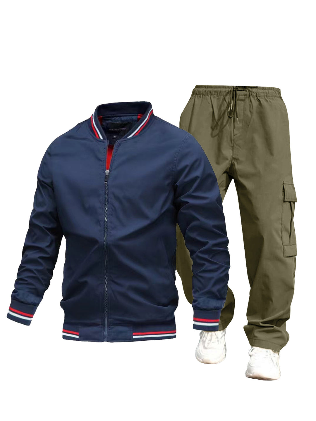 Herren Sportliche Jacke und Cargo-Hose Set Drune
