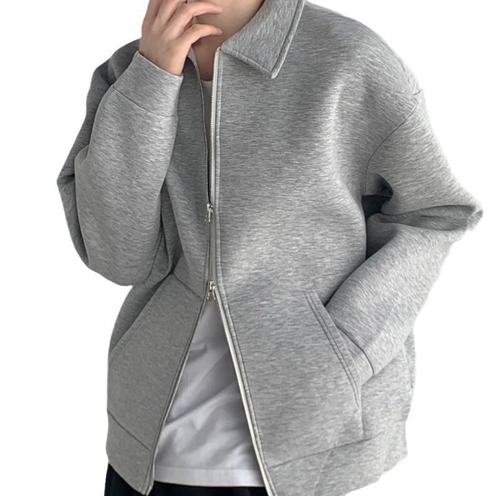 Herren Reißverschluss-Sweatjacke mit Hemdkragen und Oversize-Schnitt Drune