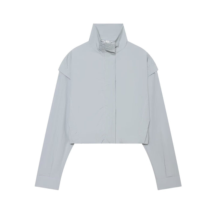 Damen Kurze funktionale Windjacke mit hohem Stehkragen und verdeckter Reißverschluss Drune