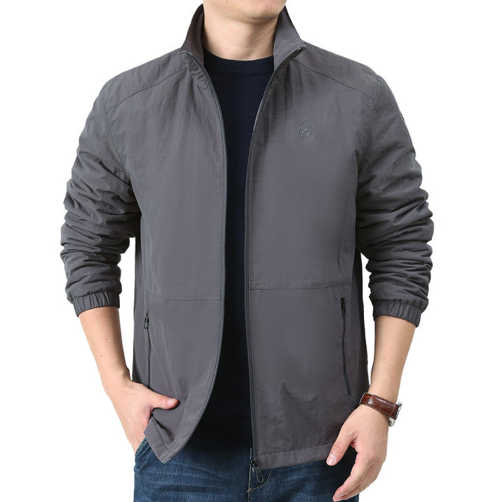 Herren Leichte Windjacke mit Stehkragen, Zwei Reißverschlusstaschen und elastischen Bündchen Drune