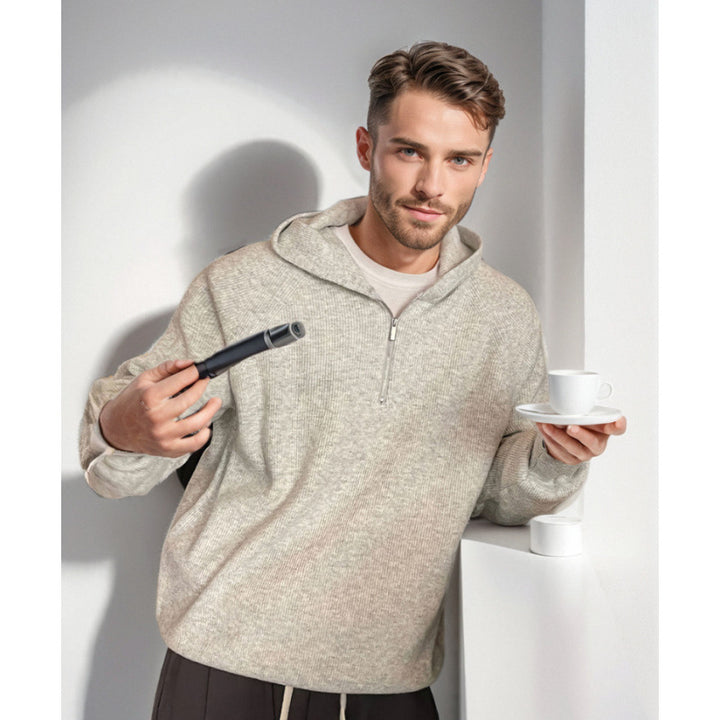 Herren Kapuzen-Halbzip-Pullover aus weichem Strukturstrick Drune